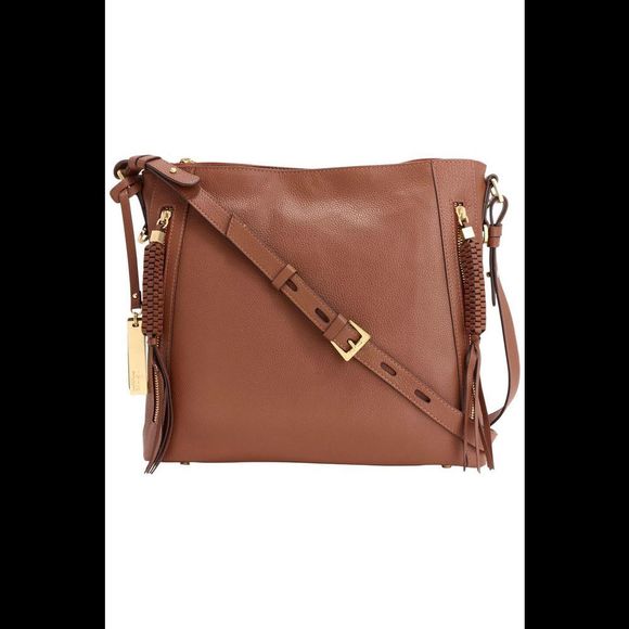 Lodis Leather Dual Zip Aviva Crossbody Chestnut - Picture 1 of 3